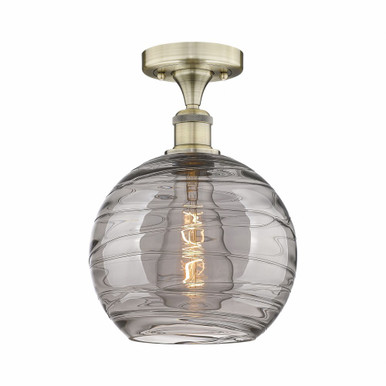 Athens Deco Swirl 1Light Semi Flush Mount 13.63 InchX10 Inch by Innovations - 616-1F-AB-G1213-10SM