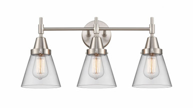 Cone 3 Light Bath Vanity 11 Inch Tall and 24.25 Inch Wide by Innovations - 447-3W-SN-G62
