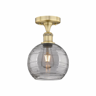 Athens Deco Swirl 1 Light 7.5 Inch Wide Semi Flush Mount by Innovations - 616-1F-BB-G1213-8SM
