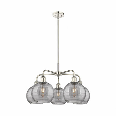 Athens Deco Swirl 5 Light Medium Chandelier by Innovations 516-5CR-G1213-8 - 516-5CR-PN-G1213-8SM