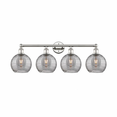 Athens Deco Swirl 4 Light Bath Vanity 12.13 X 35 Inch Wide by Innovations - 616-4W-PN-G1213-8SM