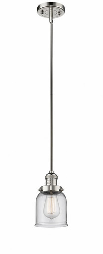 Bell 1 Light Stem Hung Mini Pendant 10 Inch and 5 Inch Wide by Innovations - 201S-PN-G52