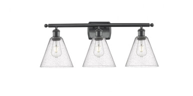 Berkshire Glass 3 Light Bath Vanity 11 Inch and 28 Inch Wide by Innovations - 516-3W-BK-GBC-84