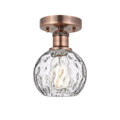 Athens Water Glass 1 Light Semi Flush Mount 10 X 6 Inch Wide by Innovations - 616-1F-AC-G1215-6
