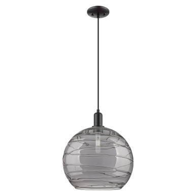 Athens Deco Swirl 1 Light Cord Hung Mini Pendant 15.95X13.75 by Innovations - 716-1P-BK-G1213-14SM