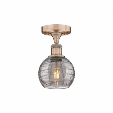 Athens Deco Swirl 1 Light 5.88 Inch Wide Semi Flush Mount by Innovations - 616-1F-AC-G1213-6SM