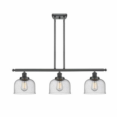 Bell 3 Light Stem hung Island 11 Inch Tall and 36 Inch Wide by Innovations - 916-3I-BK-G74