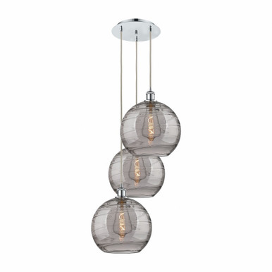 Athens Deco Swirl 3 Light Cord Hung Multi Pendant 40.88X18.5 by Innovations - 113B-3P-PC-G1213-12SM
