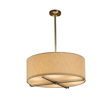 Textile Crossbar 6 Light Crem Large Pendant by Justice Design - FAB-9522-CREM