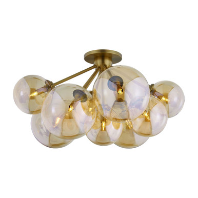 Santee 9 Light Semi Flush Mount 14.75 Inch Tall and 27.75 Inch Wide by Troy - C1048-PBR