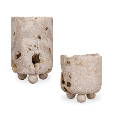 Quarried Stone Indoor Outdoor Candleholder (Set of 2) 11 Inch by Uttermost - 18356