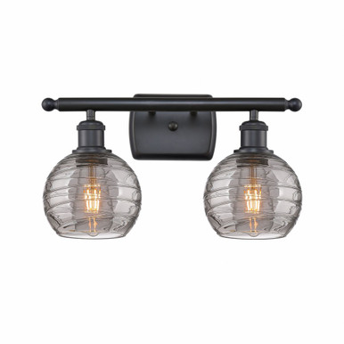 Athens Deco Swirl 2 Light Bath Vanity 9.13 X 15.88 Inch Wide by Innovations - 516-2W-BK-G1213-6SM