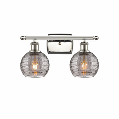 Athens Deco Swirl 2 Light Bath Vanity 9.13 X 15.88 Inch Wide by Innovations - 516-2W-PN-G1213-6SM