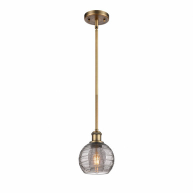 Athens Deco Swirl 1 Light Stem Hung Mini Pendant 7.63 X 5.88 by Innovations - 516-1S-BB-G1213-6SM