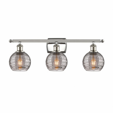 Athens Deco Swirl 3 Light Bath Vanity 9.13 X 25.88 Inch Wide by Innovations - 516-3W-PN-G1213-6SM