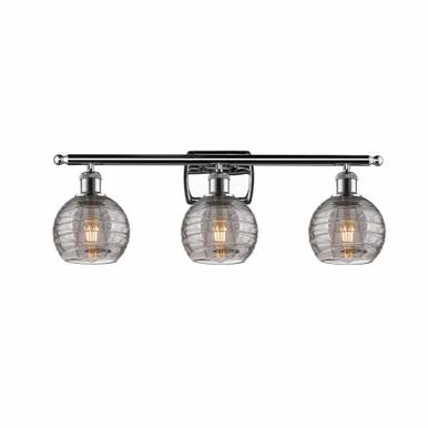 Athens Deco Swirl 3 Light Bath Vanity 9.13 X 25.88 Inch Wide by Innovations - 516-3W-PC-G1213-6SM