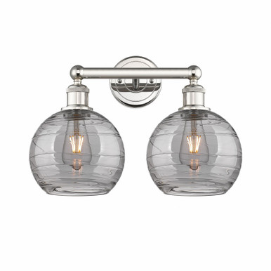 Athens Deco Swirl 2 Light Bath Vanity 12.13 X 17 Inch Wide by Innovations - 616-2W-PN-G1213-8SM