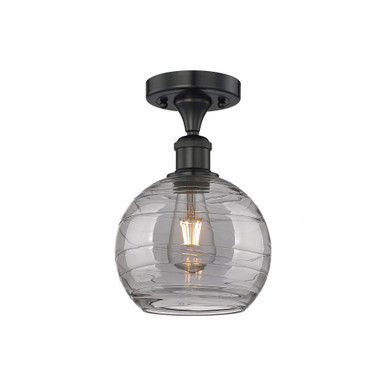 Athens Deco Swirl 1 Light 7.5 Inch Wide Semi Flush Mount by Innovations - 616-1F-BK-G1213-8SM