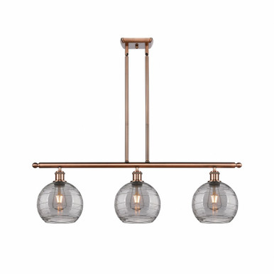 Athens Deco Swirl 3Light Stem Hung Island 10.38 InchX36 Inch by Innovations - 516-3I-AC-G1213-8SM