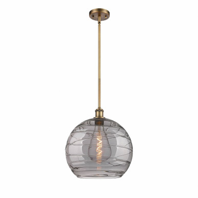 Athens Deco Swirl 1 Light Stem Hung Mini Pendant 14.63X13.75 by Innovations - 516-1S-BB-G1213-14SM