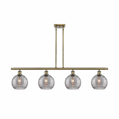 Athens Deco Swirl 4Light Stem Hung Island 10.38 InchX48 Inch by Innovations - 516-4I-AB-G1213-8SM