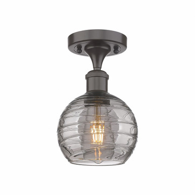 Athens Deco Swirl 1 Light 6 Inch Wide Semi Flush Mount by Innovations - 516-1C-OB-G1213-6SM