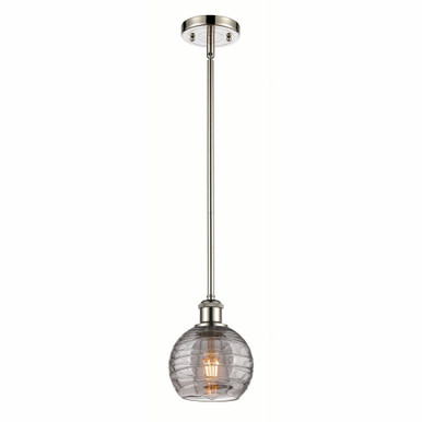 Athens Deco Swirl 1 Light Stem Hung Mini Pendant 7.63 X 5.88 by Innovations - 516-1S-PN-G1213-6SM