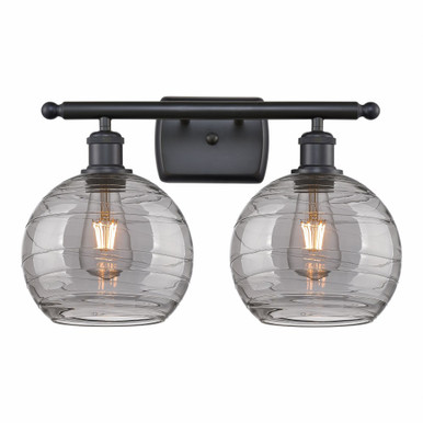 Athens Deco Swirl 2 Light Bath Vanity 10.88 X 18 Inch Wide by Innovations - 516-2W-BK-G1213-8SM