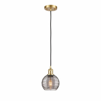 Athens Deco Swirl 1 Light Cord Hung Mini Pendant 8.13 X 5.88 by Innovations - 516-1P-SG-G1213-6SM