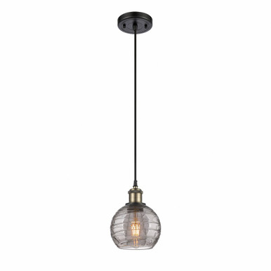 Athens Deco Swirl 1 Light Cord Hung Mini Pendant 8.13 X 5.88 by Innovations - 516-1P-BAB-G1213-6SM