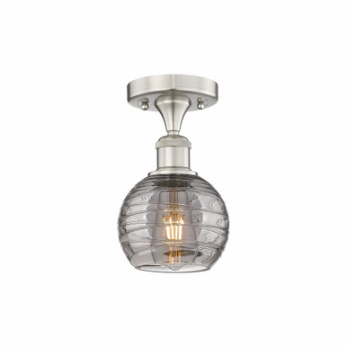 Athens Deco Swirl 1 Light 5.88 Inch Wide Semi Flush Mount by Innovations - 616-1F-SN-G1213-6SM