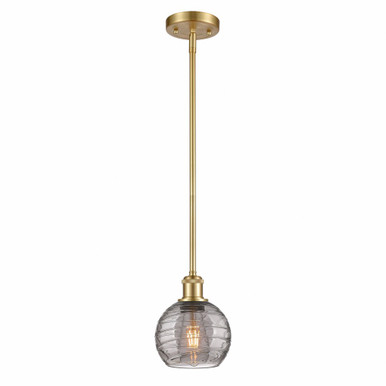 Athens Deco Swirl 1 Light Stem Hung Mini Pendant 7.63 X 5.88 by Innovations - 516-1S-SG-G1213-6SM