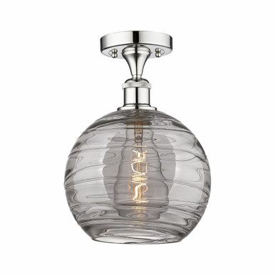 Athens Deco Swirl 1Light Semi Flush Mount 13.63 InchX10 Inch by Innovations - 616-1F-PC-G1213-10SM