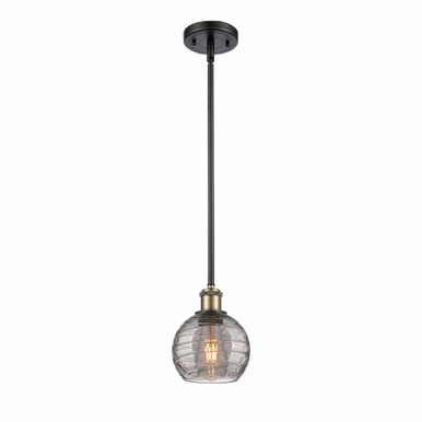 Athens Deco Swirl 1 Light Stem Hung Mini Pendant 7.63 X 5.88 by Innovations - 516-1S-BAB-G1213-6SM