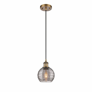 Athens Deco Swirl 1 Light Cord Hung Mini Pendant 8.13 X 5.88 by Innovations - 516-1P-BB-G1213-6SM
