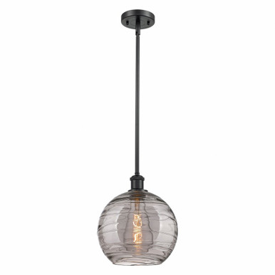 Athens Deco Swirl 1 Light Stem Hung Mini Pendant 11.13 X 10 by Innovations - 516-1S-BK-G1213-10SM