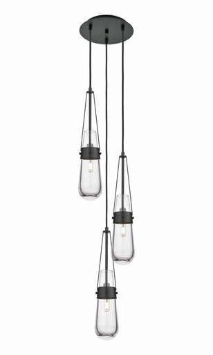 Milan 3 Light Medium Pendant by Innovations - 113-452-1P-BK-G452-4CL