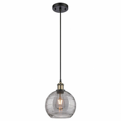 Athens Deco Swirl 1 Light Cord Hung Mini Pendant 9.88 X 8 by Innovations - 516-1P-BAB-G1213-8SM