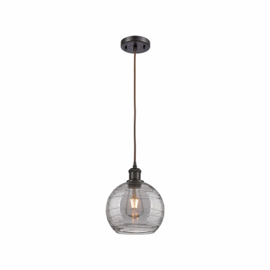 Athens Deco Swirl 1 Light Cord Hung Mini Pendant 9.88 X 8 by Innovations - 516-1P-OB-G1213-8SM