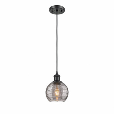Athens Deco Swirl 1 Light Cord Hung Mini Pendant 8.13 X 5.88 by Innovations - 516-1P-BK-G1213-6SM