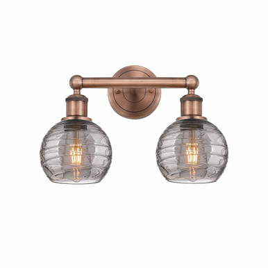 Athens Deco Swirl 2 Light Bath Vanity 10.38 InchX14.88 Inch by Innovations - 616-2W-AC-G1213-6SM
