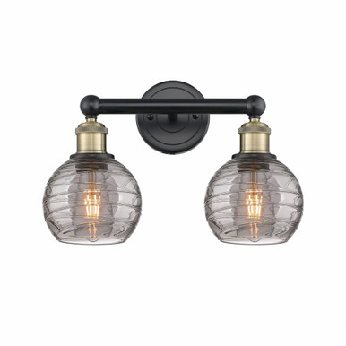 Athens Deco Swirl 2 Light Bath Vanity 10.38 InchX14.88 Inch by Innovations - 616-2W-BAB-G1213-6SM