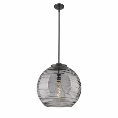 Athens Deco Swirl 1 Light Stem Hung Pendant 18.25 X 17.88 by Innovations - 221-1S-BK-G1213-18SM