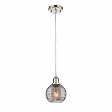 Athens Deco Swirl 1 Light Cord Hung Mini Pendant 8.13 X 5.88 by Innovations - 516-1P-PN-G1213-6SM