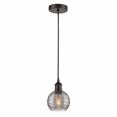 Athens Deco Swirl 1 Light Cord Down Mini Pendant 8.13 X 5.88 by Innovations - 616-1P-OB-G1213-6SM