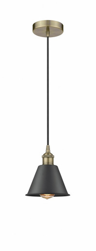 Smithfield 1 Light Cord Hung Small Pendant 8.25 Inch Tall by Innovations - 616-1P-AB-M8-BK