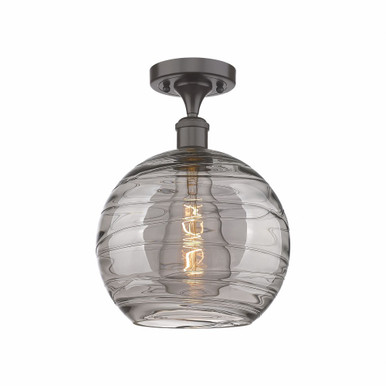 Athens Deco Swirl 1 10 Inch Wide Steel Semi Flush Mount by Innovations - 516-1C-OB-G1213-10SM
