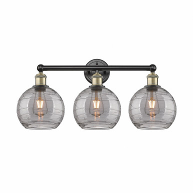 Athens Deco Swirl 3 Light Bath Vanity 12.13 X 26 Inch Wide by Innovations - 616-3W-BAB-G1213-8SM