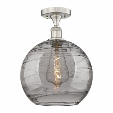 Athens Deco Swirl 1Light Semi Flush Mount 15.38 InchX12 Inch by Innovations - 616-1F-SN-G1213-12SM