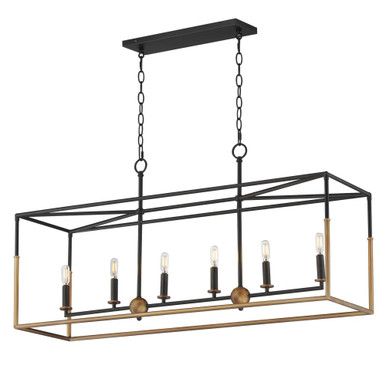 SoHo 6 Light Linear Pendant 21 Inch Tall and 12 Inch Wide by Maxim - 28626BKWBR